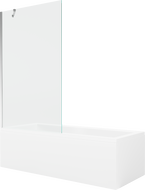 Mexen Cubik Rechteckige Badewanne 160 x 70 cm mit Verkleidung und einflügeliger Trennwand 100 cm, transparent, Chrom