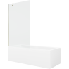 Mexen Cubik Rechteckige Badewanne 160 x 70 cm mit Verkleidung und 1-flügeliger 100 cm Trennwand, transparent, golden