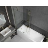 Mexen Cubik Rechteckige Badewanne 160 x 70 cm mit Verkleidung und 1-flügeliger 100 cm Trennwand, transparent, golden
