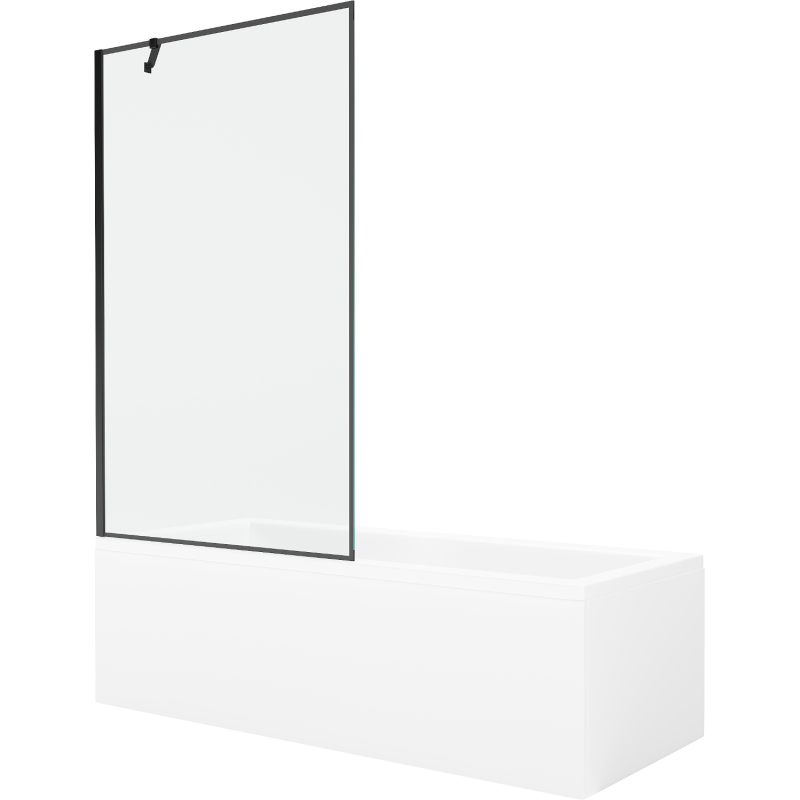 Mexen Cubik rechteckige Wanne 160 x 70 cm mit Verkleidung und 1-flügeliger Trennwand 100 cm, schwarzes Muster