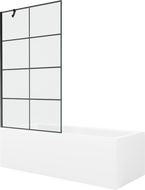 Mexen Cubik rechteckige Wanne 160 x 70 cm mit Verkleidung und 1-flügeliger Abtrennung 100 cm, schwarzes Muster