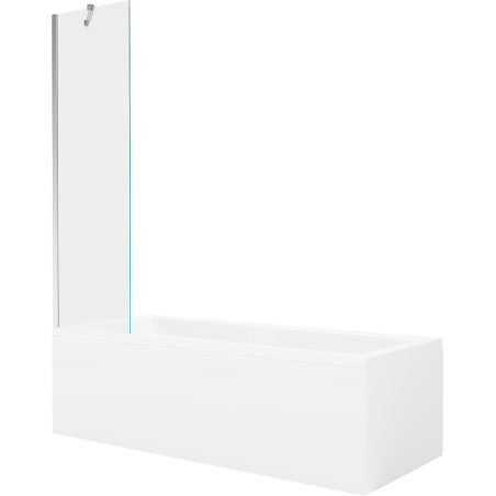 Mexen Cubik Rechteckige Badewanne 170 x 70 cm mit Verkleidung und einflügeliger 50 cm Duschwand, transparent, Chrom