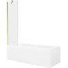 Mexen Cubik Rechteckige Badewanne 170 x 70 cm mit Verkleidung und 1-flügeligem Paravent 50 cm, transparent, golden