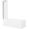 Mexen Cubik Rechteckige Badewanne 170 x 70 cm mit Verkleidung und 1-flügeliger Abtrennung 50 cm, transparent, schwarz