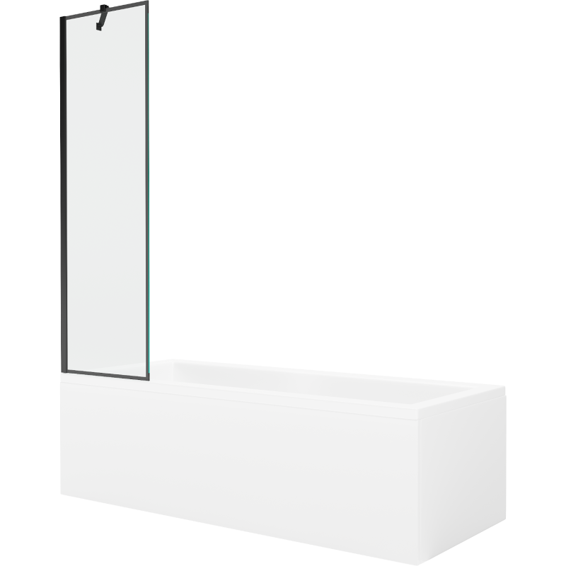 Mexen Cubik Rechteckige Badewanne 170 x 70 cm mit Verkleidung und einflügeliger Trennwand 50 cm, schwarzes Muster