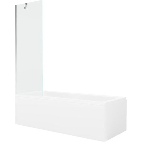 Mexen Cubik Rechteckige Badewanne 170 x 70 cm mit Verkleidung und 1-flügeliger Duschwand 60 cm, transparent, Chrom