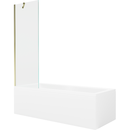 Mexen Cubik Rechteckige Badewanne 170 x 70 cm mit Verkleidung und 1-flügeliger Abtrennung 60 cm, transparent, gold