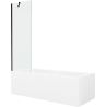 Mexen Cubik Rechteckige Badewanne 170 x 70 cm mit Verkleidung und 1-flügeliger 60 cm Duschwand, transparent, schwarz