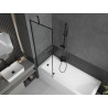 Mexen Cubik Rechteckige Badewanne 170 x 70 cm mit Verkleidung und 1-flügeliger Trennwand 60 cm, schwarzes Muster