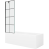 Mexen Cubik Rechteckige Wanne 170 x 70 cm mit Verkleidung und 1-flügeliger Trennwand 60 cm, schwarzes Muster