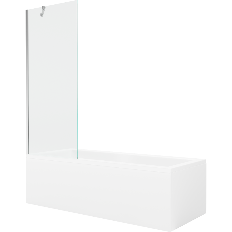 Mexen Cubik Rechteckige Wanne 170 x 70 cm mit Verkleidung und 1-flügeligem Paravent 70 cm, transparent, Chrom