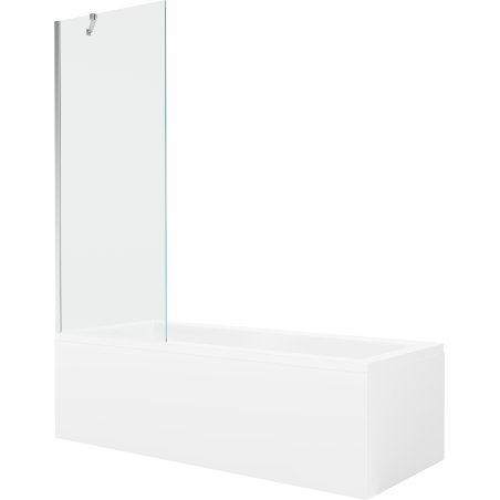 Mexen Cubik Rechteckige Wanne 170 x 70 cm mit Verkleidung und 1-flügeligem Paravent 70 cm, transparent, Chrom