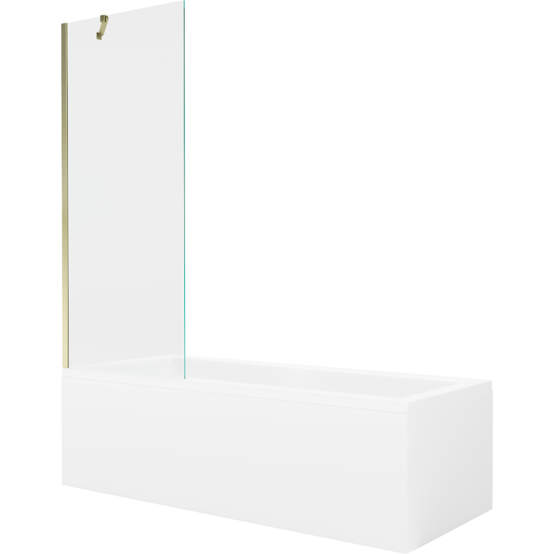 Mexen Cubik rechteckige Wanne 170 x 70 cm mit Verkleidung und 1-flügeliger 70 cm Trennwand, transparent, gold