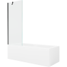 Mexen Cubik Rechteckige Badewanne 170 x 70 cm mit Verkleidung und 1-flügeliger Abtrennung 70 cm, transparent, schwarz