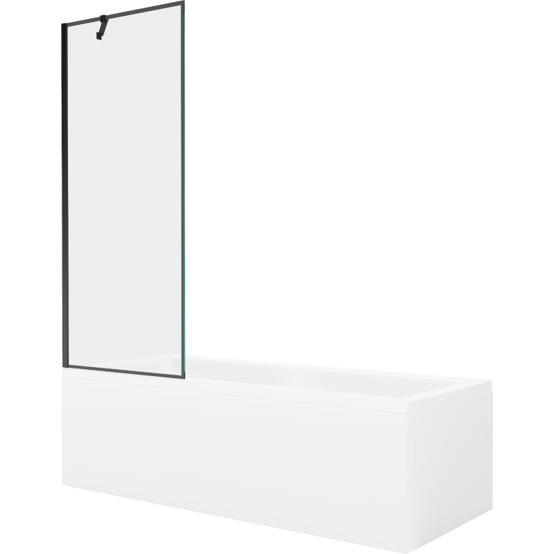 Mexen Cubik Rechteckige Wanne 170 x 70 cm mit Verkleidung und 1-flügeliger Trennwand 70 cm, schwarzes Muster