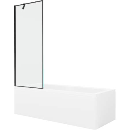 Mexen Cubik Rechteckige Wanne 170 x 70 cm mit Verkleidung und 1-flügeliger Trennwand 70 cm, schwarzes Muster