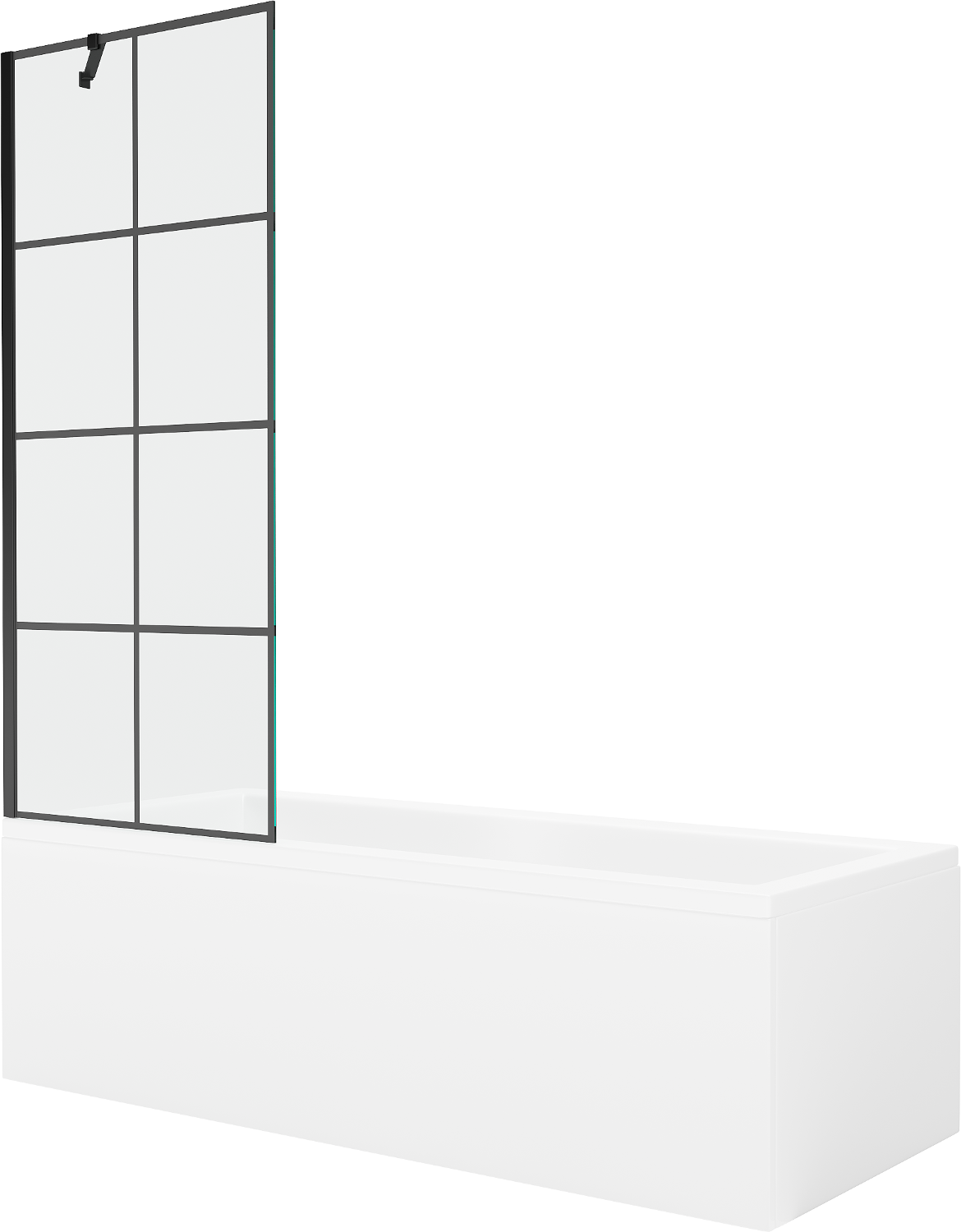 Mexen Cubik rechteckige Badewanne 170 x 70 cm mit Verkleidung und 1-flügliger Duschabtrennung 70 cm, Schwarzes Design - 55031707