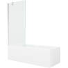 Mexen Cubik Rechteckige Badewanne 170 x 70 cm mit Verkleidung und 1-flügeliger Abtrennung 80 cm, transparent, chrom