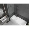 Mexen Cubik Rechteckige Badewanne 170 x 70 cm mit Verkleidung und 1-flügeliger Abtrennung 80 cm, transparent, chrom