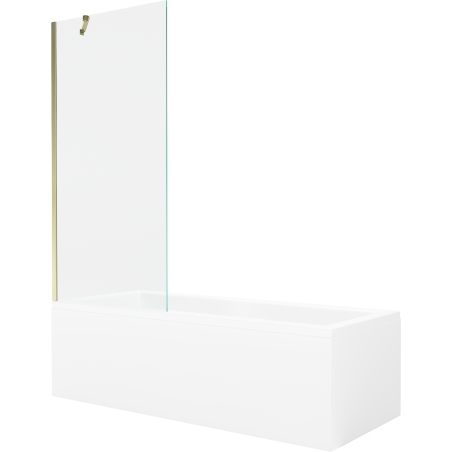 Mexen Cubik Rechteckige Badewanne 170 x 70 cm mit Verkleidung und 1-flügeliger Abtrennung 80 cm, transparent, gold