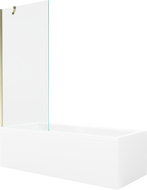Mexen Cubik Rechteckige Badewanne 170 x 70 cm mit Verkleidung und 1-flügeliger Abtrennung 80 cm, transparent, gold