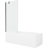Mexen Cubik rechteckige Badewanne 170 x 70 cm mit Verkleidung und 1-flügeliger 80 cm Duschwand, transparent, schwarz