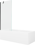 Mexen Cubik rechteckige Badewanne 170 x 70 cm mit Verkleidung und 1-flügeliger 80 cm Duschwand, transparent, schwarz