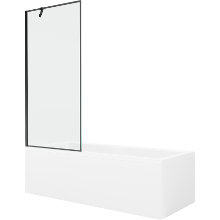 Mexen Cubik Rechteckige Badewanne 170 x 70 cm mit Verkleidung und 1-flügeliger 80 cm Paravent, schwarzes Muster
