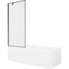 Mexen Cubik Rechteckige Badewanne 170 x 70 cm mit Verkleidung und 1-flügeliger 80 cm Paravent, schwarzes Muster