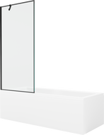 Mexen Cubik Rechteckige Badewanne 170 x 70 cm mit Verkleidung und 1-flügeliger 80 cm Paravent, schwarzes Muster