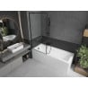 Mexen Cubik Rechteckige Badewanne 170 x 70 cm mit Verkleidung und 1-flügeliger 80 cm Paravent, schwarzes Muster