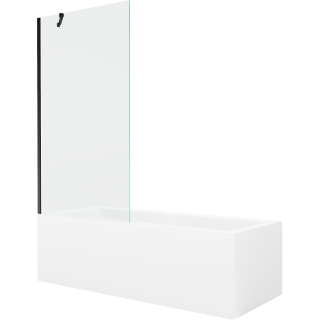 Mexen Cubik rechteckige Badewanne 170 x 70 cm mit Verkleidung und 1-flügeliger Duschabtrennung 90 cm, transparent, schwarz