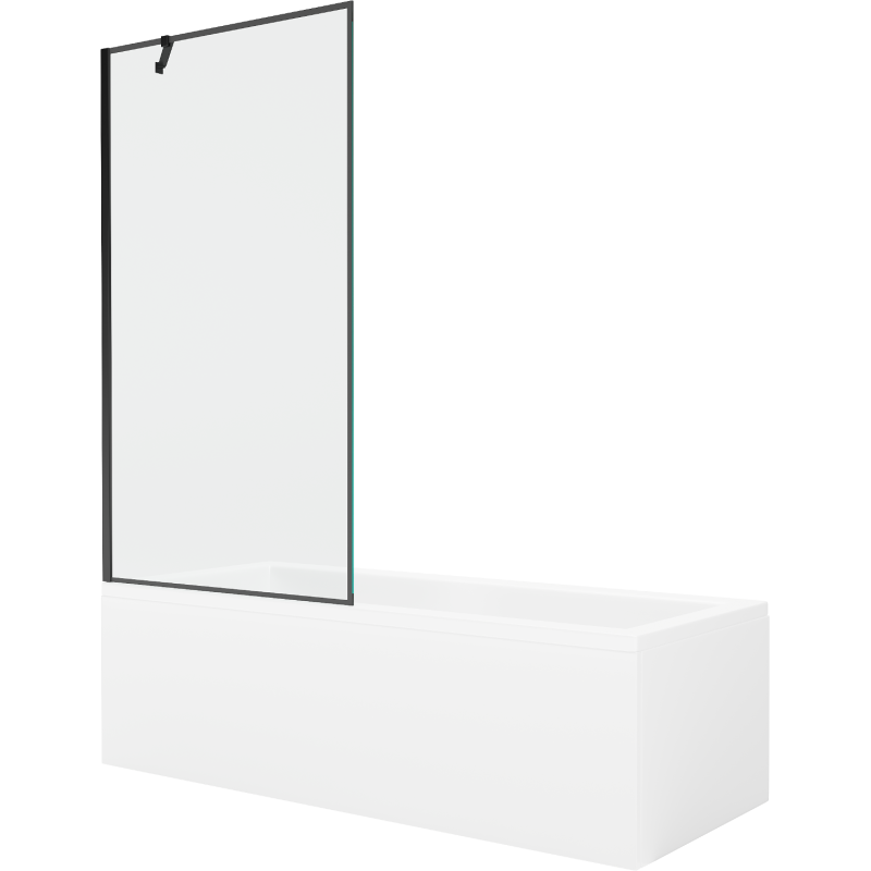 Mexen Cubik Rechteckige Badewanne 170 x 70 cm mit Verkleidung und 1-flügeliger 90 cm Faltwand, schwarzes Muster