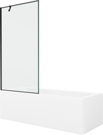 Mexen Cubik Rechteckige Badewanne 170 x 70 cm mit Verkleidung und 1-flügeliger 90 cm Faltwand, schwarzes Muster