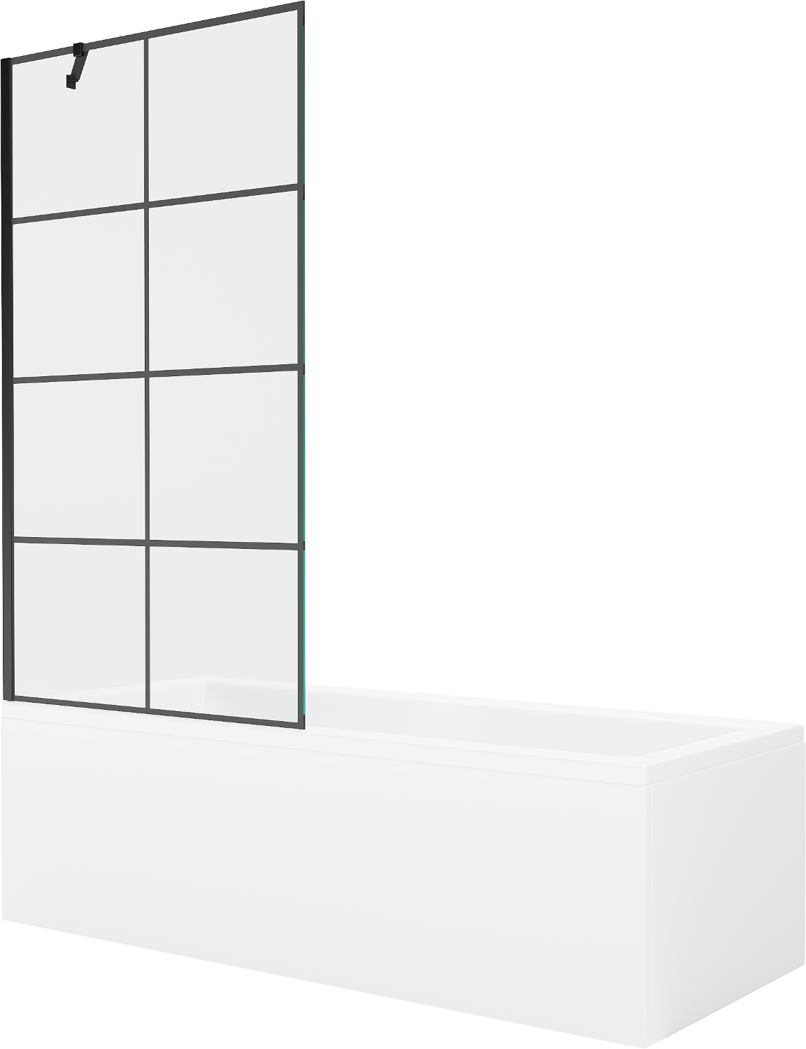 Mexen Cubik rechteckige Badewanne 170 x 70 cm mit Verkleidung und 1-flügliger Duschabtrennung 90 cm, Schwarzes Design - 55031707