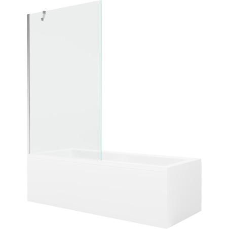 Mexen Cubik Rechteckige Badewanne 170 x 70 cm mit Verkleidung und 1-flügeliger Duschwand 100 cm, transparent, Chrom