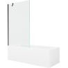 Mexen Cubik Rechteckige Badewanne 170 x 70 cm mit Verkleidung und 1-flügeliger 100 cm Duschwand, transparent, schwarz