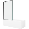 Mexen Cubik rechteckige Badewanne 170 x 70 cm mit Verkleidung und 1-flügeliger 100 cm Duschabtrennung, schwarzes Design