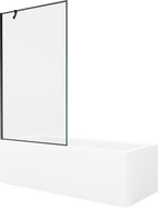 Mexen Cubik rechteckige Badewanne 170 x 70 cm mit Verkleidung und 1-flügeliger 100 cm Duschabtrennung, schwarzes Design