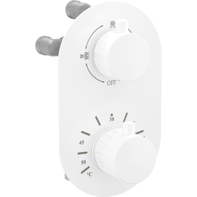Mexen Kai thermostatische 3-Wege-Badewannen- und Duscharmatur, weiß - 77602-20