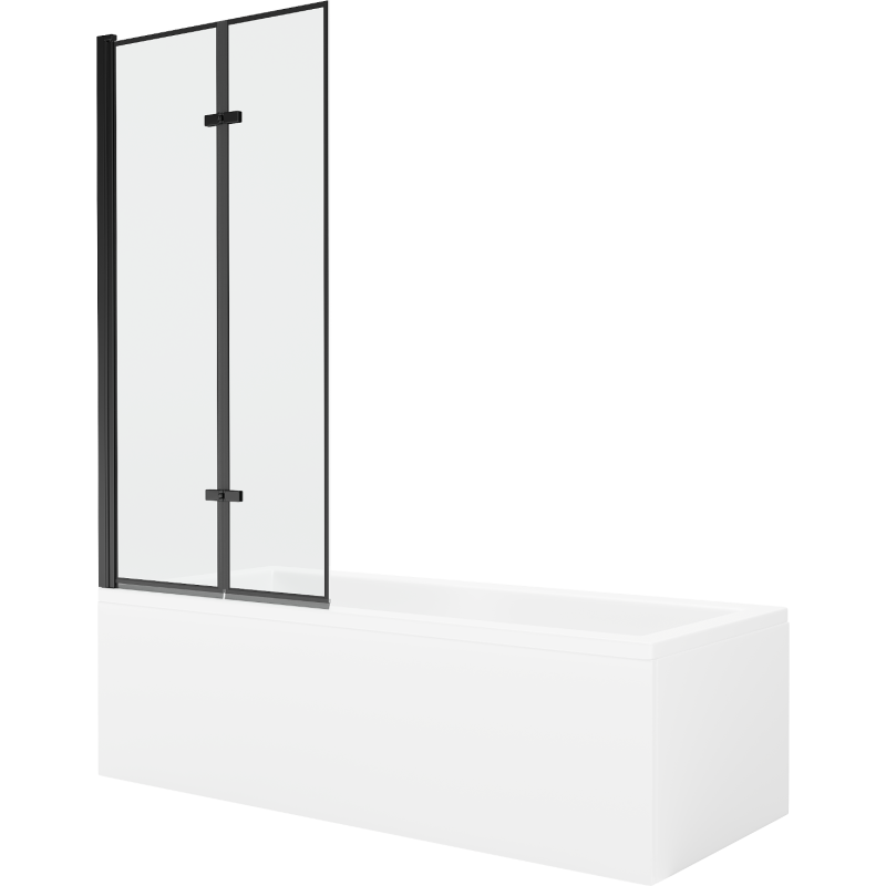 Mexen Cubik Rechteckige Badewanne 150 x 70 cm mit Verkleidung und 2-flügeliger Blende 80 cm, Schwarzes Design - 550315070X920802