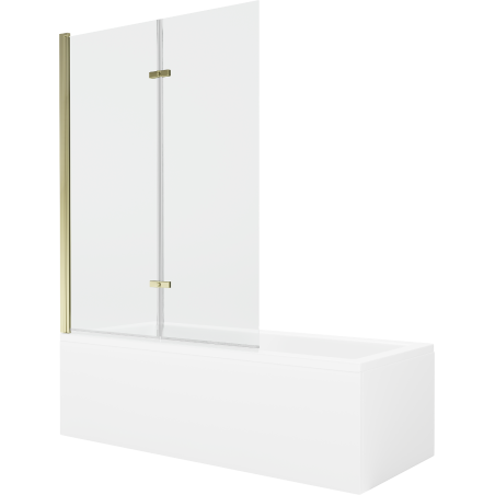 Mexen Cubik Rechteckige Badewanne 150 x 70 cm mit Verkleidung und 2-flügeliger Blende 120 cm, transparent, gold - 550315070X9212