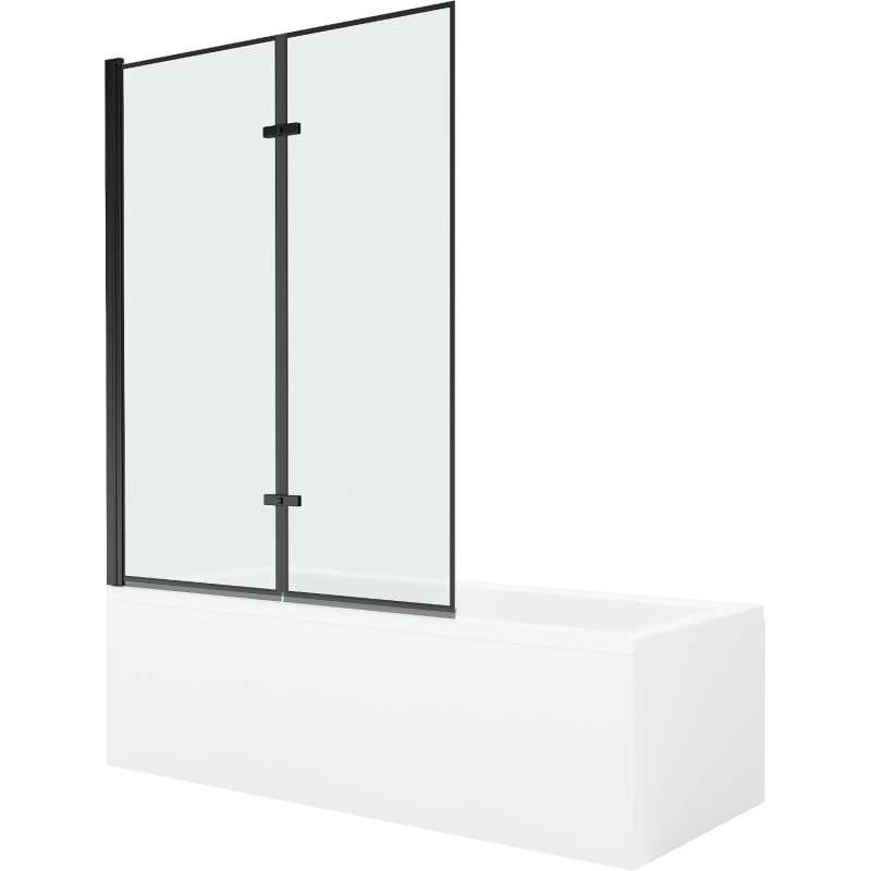 Mexen Cubik Rechteckige Badewanne 150 x 70 cm mit Verkleidung und 2-flügeliger Blende 120 cm, Schwarzes Design - 550315070X92120