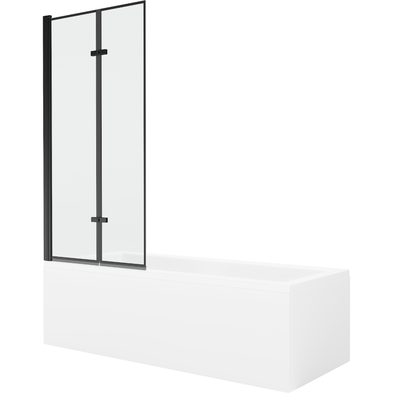 Mexen Cubik Rechteckige Badewanne 160 x 70 cm mit Verkleidung und 2-flügeliger Blende 80 cm, Schwarzes Design - 550316070X920802