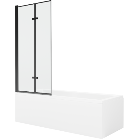 Mexen Cubik Rechteckige Badewanne 160 x 70 cm mit Verkleidung und 2-flügeliger Blende 80 cm, Schwarzes Design - 550316070X920802