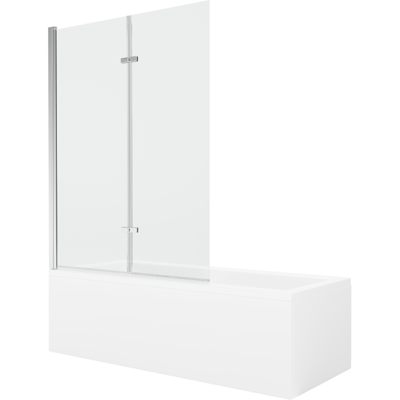 Mexen Cubik Rechteckige Badewanne 160 x 70 cm mit Verkleidung und 2-flügeliger Blende 120 cm, transparent, chrom - 550316070X921