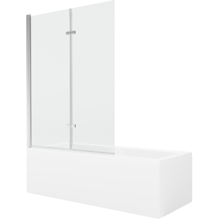 Mexen Cubik Rechteckige Badewanne 160 x 70 cm mit Verkleidung und 2-flügeliger Blende 120 cm, transparent, chrom - 550316070X921