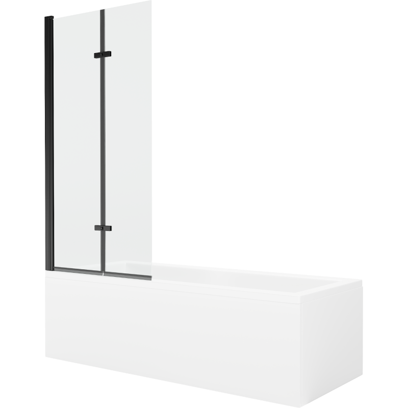 Mexen Cubik Rechteckige Badewanne 170 x 70 cm mit Verkleidung und 2-flügeliger Blende 80 cm, transparent, Schwarz - 550317070X92