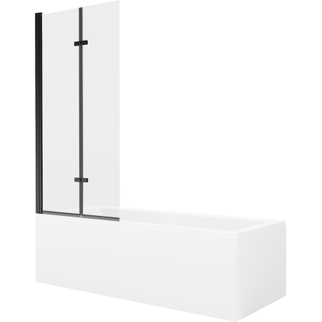 Mexen Cubik Rechteckige Badewanne 170 x 70 cm mit Verkleidung und 2-flügeliger Blende 80 cm, transparent, Schwarz - 550317070X92