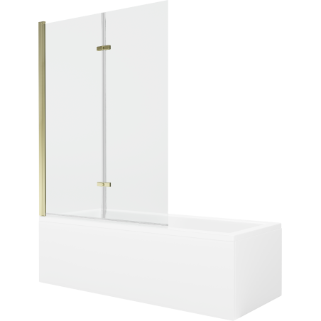 Mexen Cubik Rechteckige Badewanne 170 x 70 cm mit Verkleidung und 2-flügeliger Blende 120 cm, transparent, gold - 550317070X9212